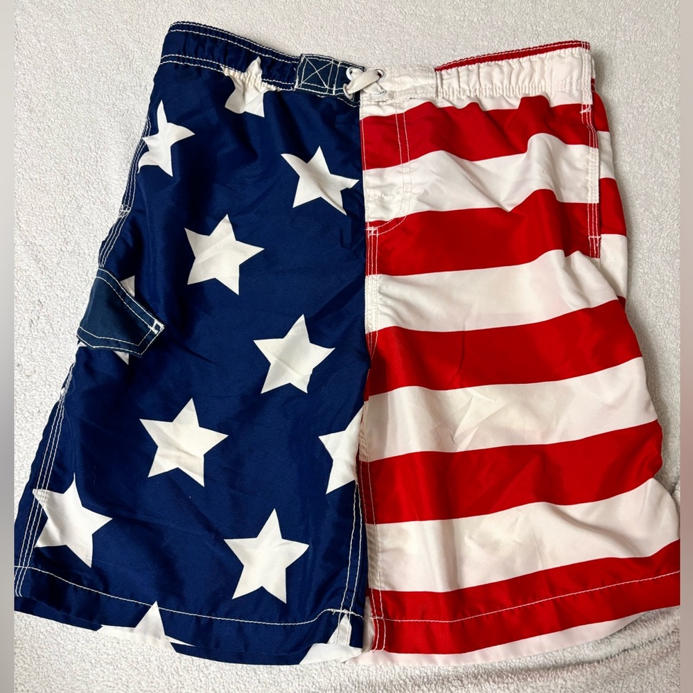 ⭕️Kanu Surf Red, White, and Blue Swim Shorts